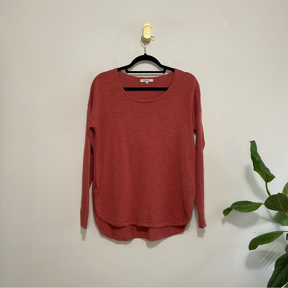 Madewell Clearweather Rust Red Pullover Scoop Neck Lightweight Knit Top